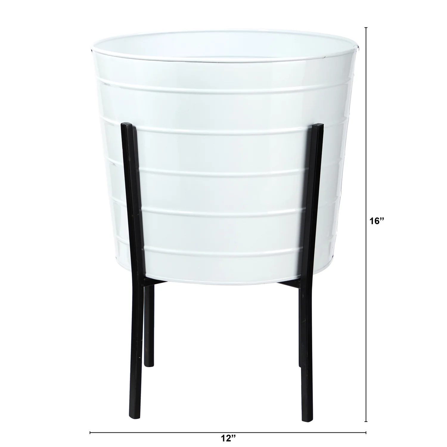 HomeStock 16In. Sophisticated Simplicity s Metal Ribbed Planter