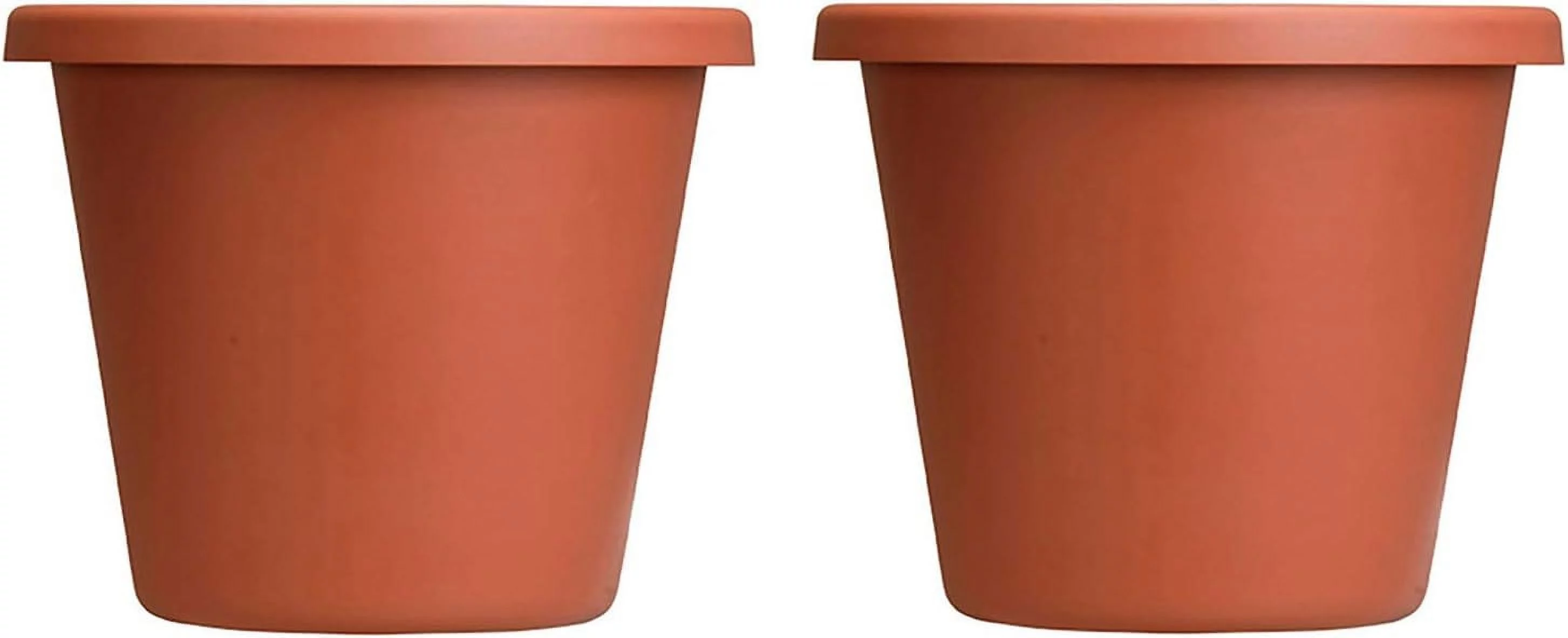 LIA24000E35 24-Inch Indoor Plastic Round Classic Pot, Clay (2 Pack)