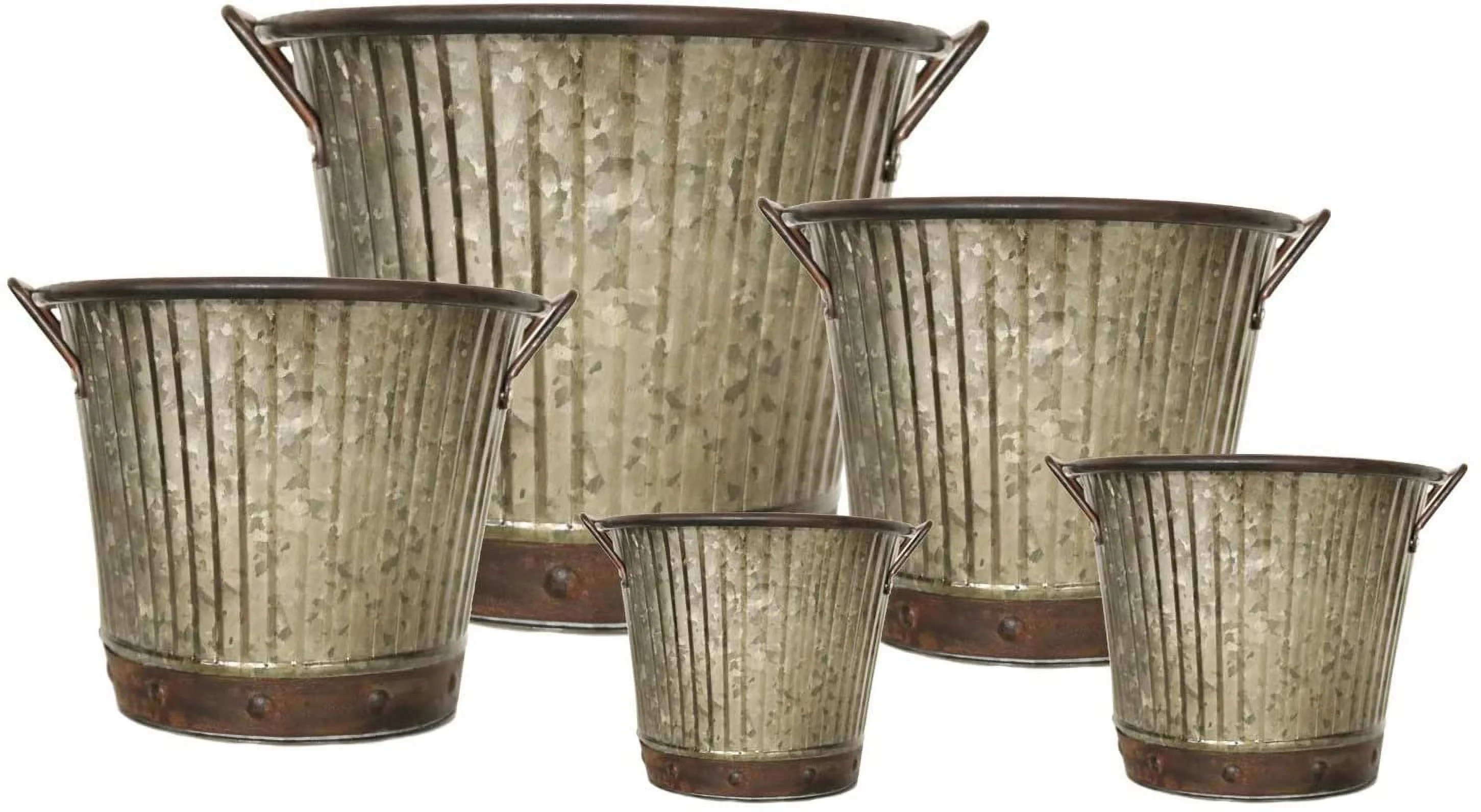 Robert Allen 7 In. x 8.5 In. x 8.5 In. Metal Aged Mocha Washboard Planter