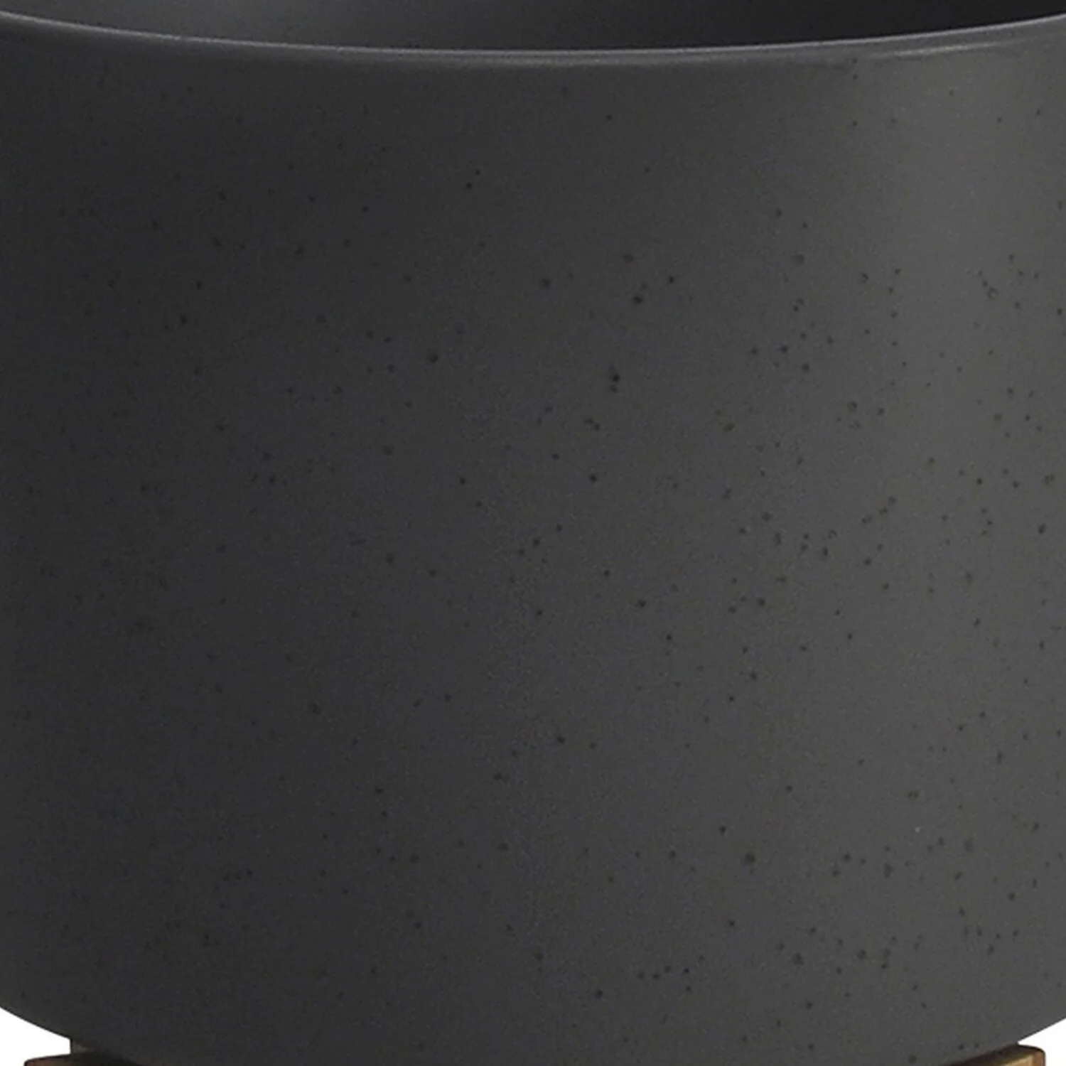 Planter with Textured Ceramic and Wooden Stand, Large, Gray