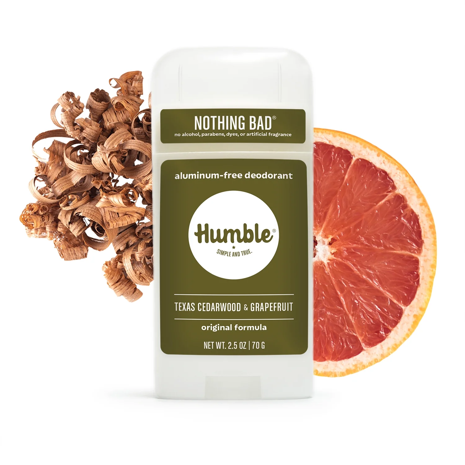 Humble Brands Original Formula Aluminum Free Deodorant Texas Cedarwood & Grapefruit, 2.5oz