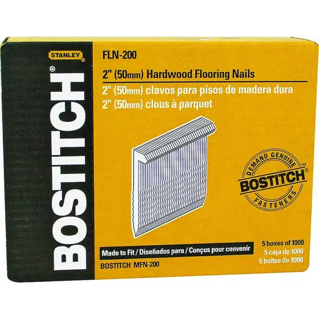 Stanley Bostitch FLN-200 Hardwood Flooring Nails Cleat 2 Inch L Shaped 1000 Pack, Each