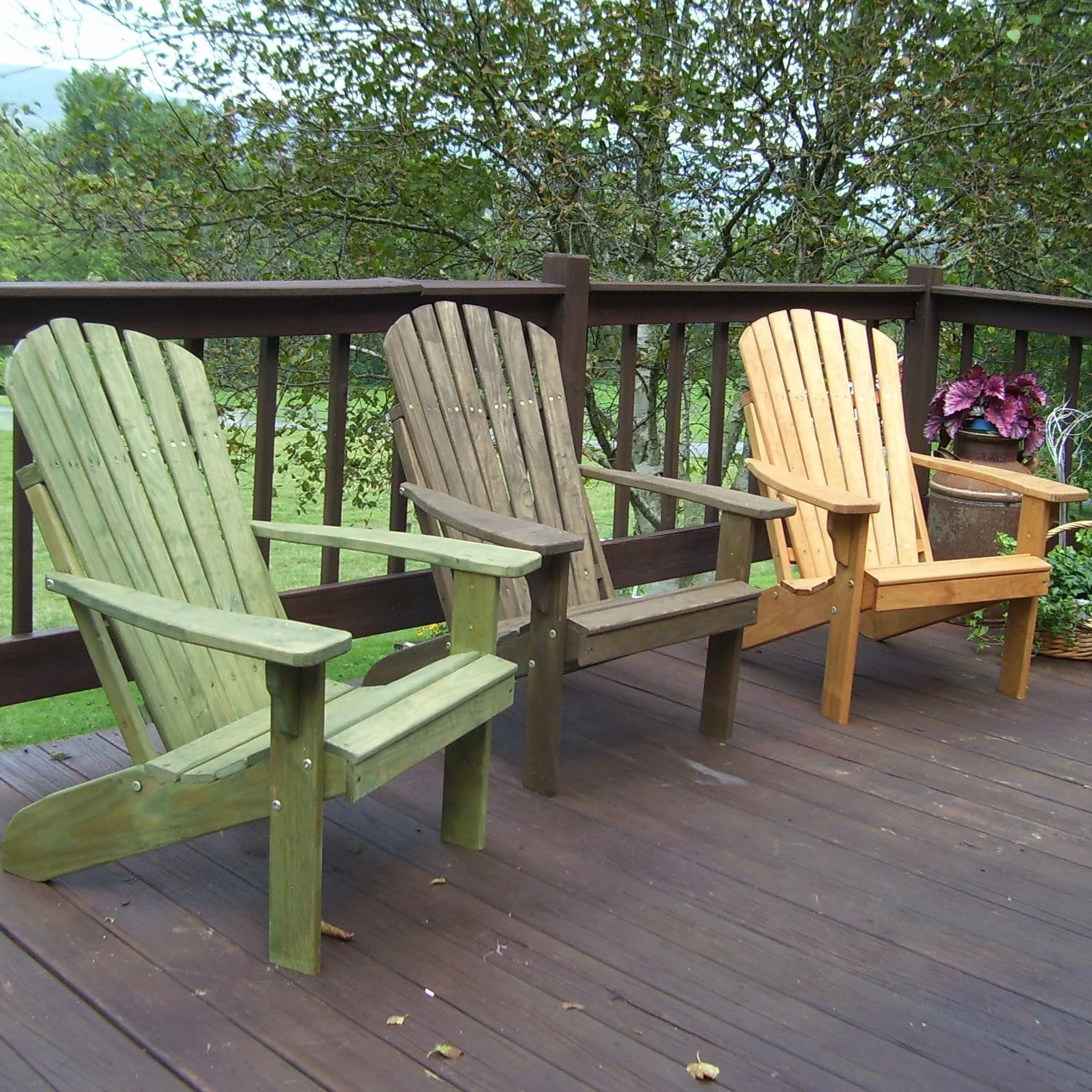 Kunkle Holdings, LLC Pressure Treated Pine Fanback Adirondack Chair Cedar Stain