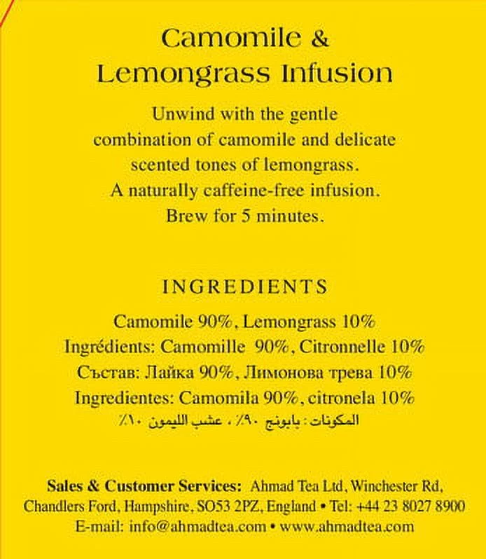 Ahmad Tea Camomile & Lemongrass Herbal Tea Bags, 120 Ct (6 Boxes of 20)