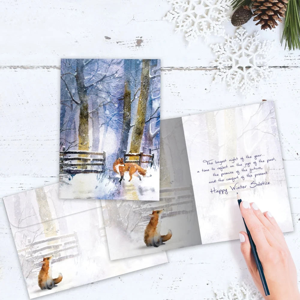 Tree-Free Greetings Solstice Greeting Card 2 Pack, 5 x 7, Forgiving Fox (GT68638)