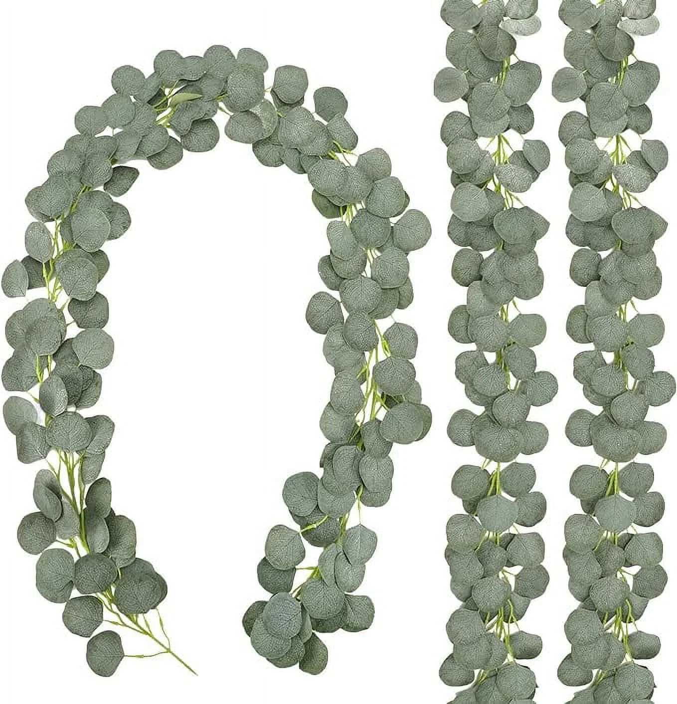 CEWOR 3 Packs Artificial Eucalyptus Garland Greenery Silk Eucalyptus Leaves Vines Faux Silver Dollar Eucalyptus Plants for Wedding Party Home Decoration