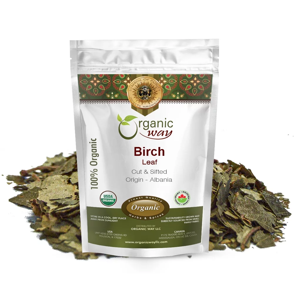 Organic Way Birch Leaf (Betula pendula) Cut & Sifted - Herbal Tea | European Wild-Harvest | Organic & Kosher Certified | Vegan, Non GMO & Gluten Free | USDA Certified | Origin - Albania (1 LBS/ 16 Oz)
