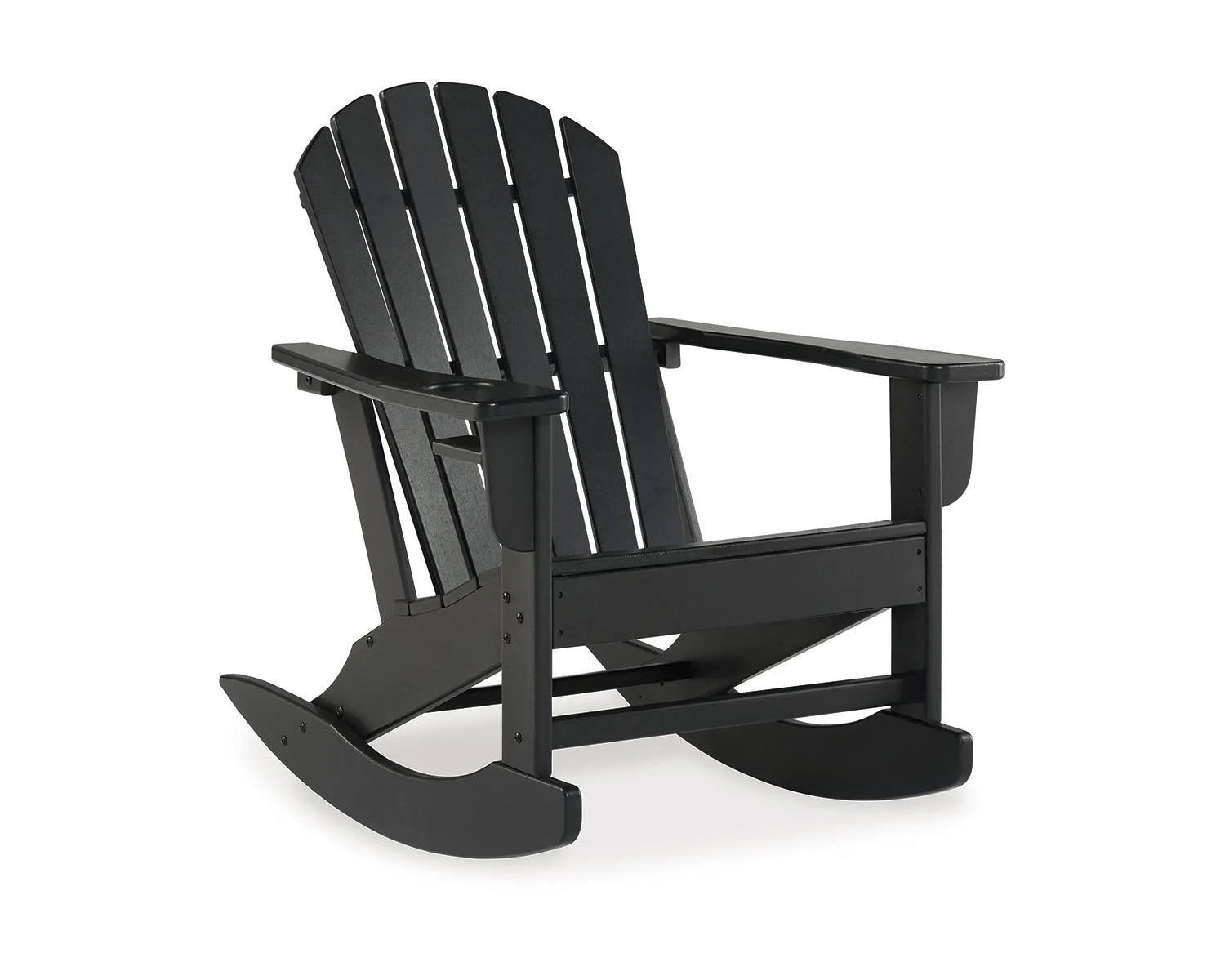 Signature Design by Ashley Sundown Treasure Outdoor Patio HDPE Weather Resistant Adirondack Rocking Chair, Black