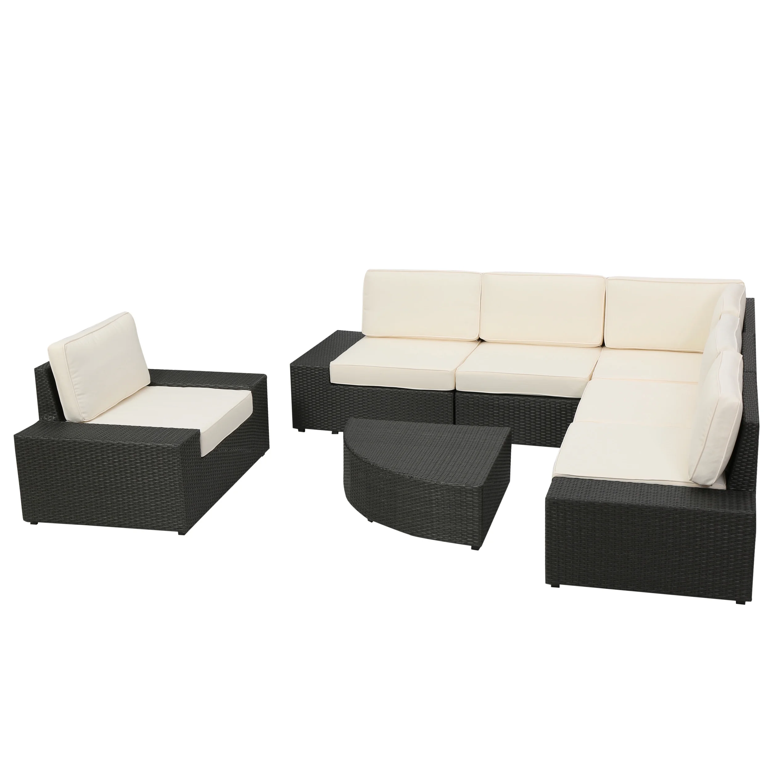 GDF Studio Raine Outdoor Grey Wicker Sofa Set with Club Chair