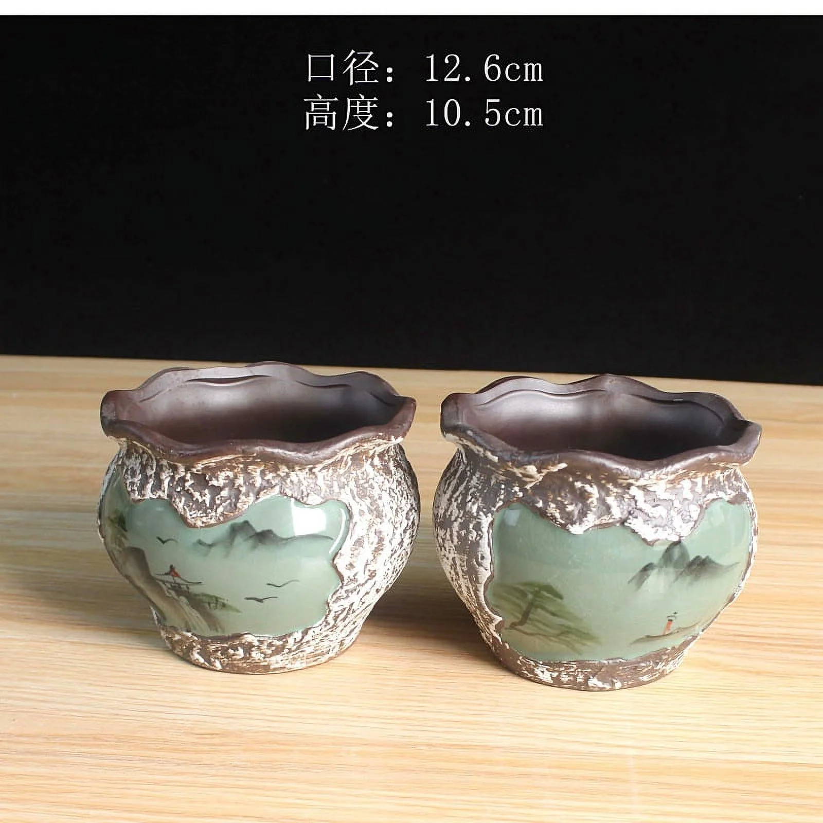 LivNxt Hand-Painted Purple Sand Ceramic Planter - Breathable and Water-Absorbent