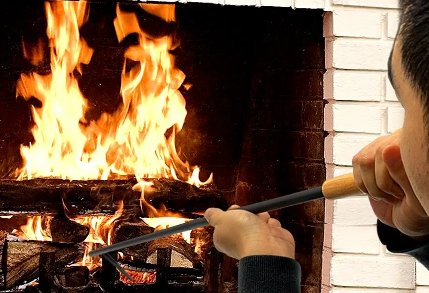 Heavy Duty Fire Tong and Blow Fire Poker Stick Set with Handbag, Fireplace Poker Grabber with Blow, firewood Grabber Tool for Wood-Burning Fire Pit or Fireplace Bonfire Indoor Outdoor use