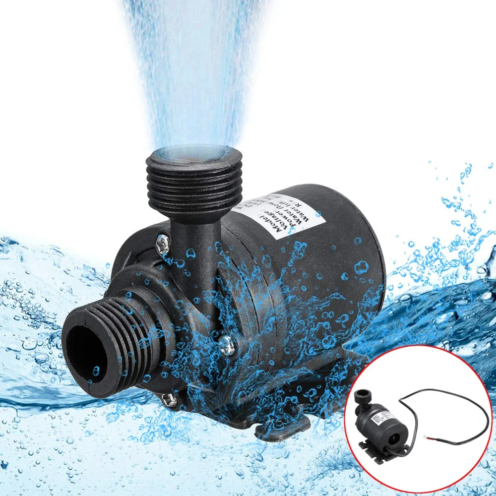 Decdeal 19W Fountain Water Pump, Mini DC 12V Lift 5M 800L/H Brushless Motor Submersible Water Pump