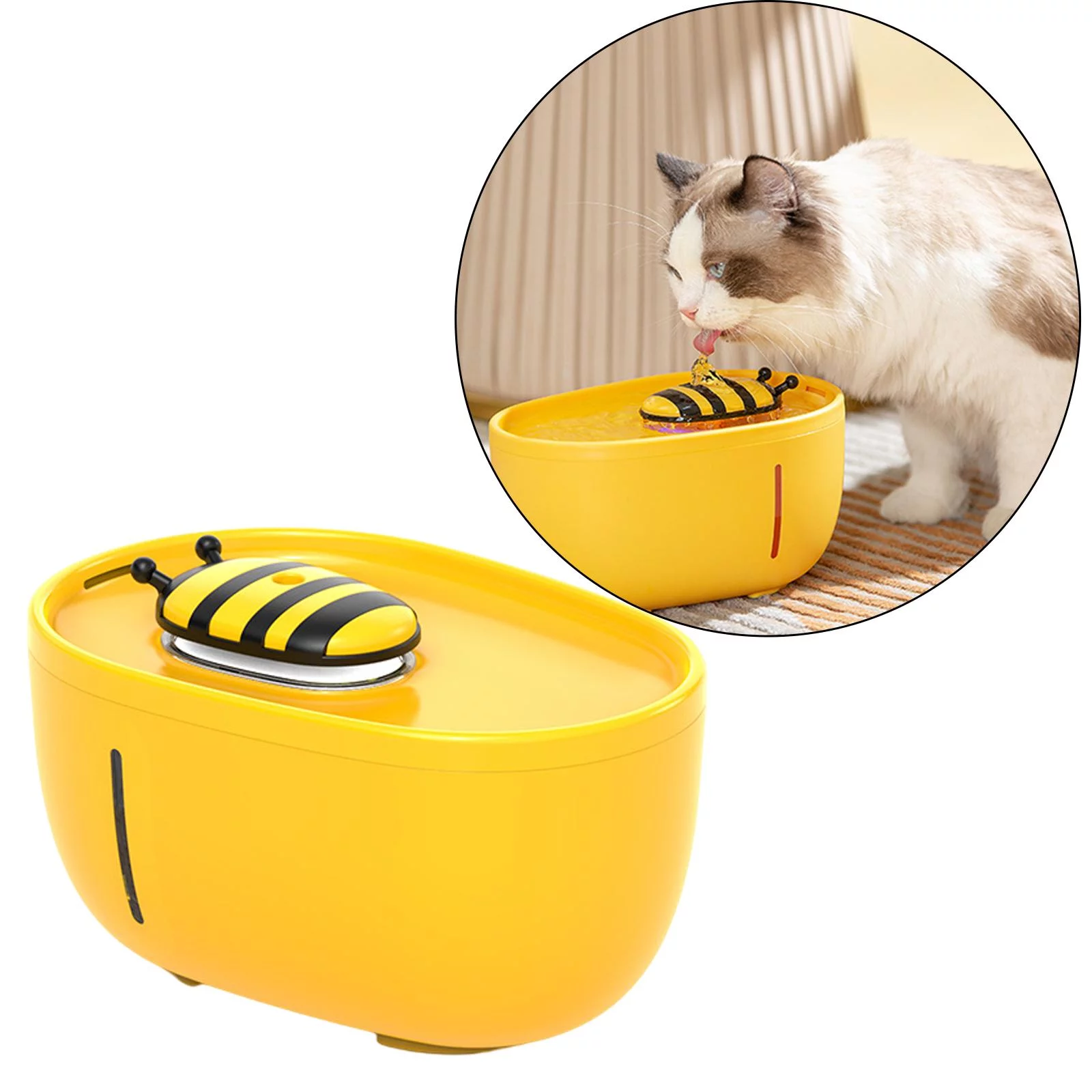 Automatic Cat Water Fountain Dispenser Visible Water Level Drink Water Bowl
