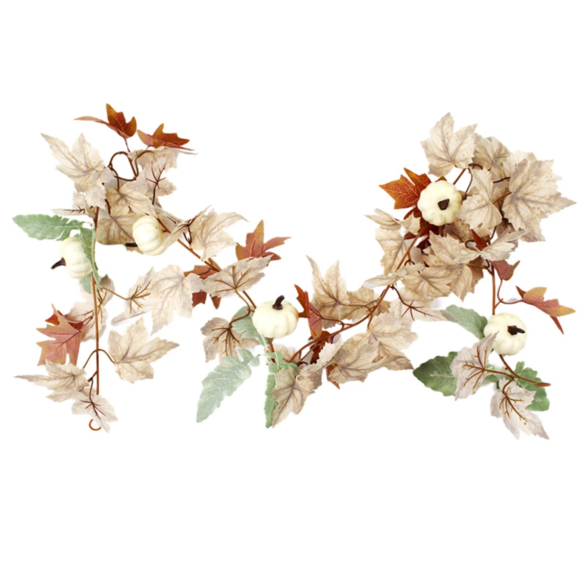 5.6 ft Pumpkins White Maple Leaves Artificial Cane Berries Autumn Decorations Fall Decor Farmhouse Hanging Vine Fall Garland