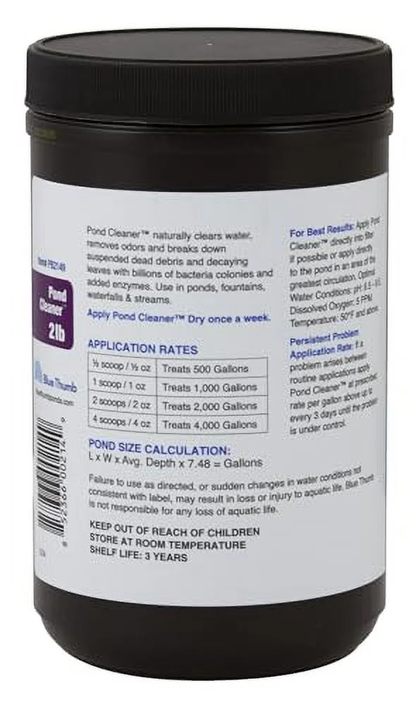 Blue Thumb Pond Cleaner, Dry Natural Bacteria, Perfect for Pond and Water Gardens, 2 lb.