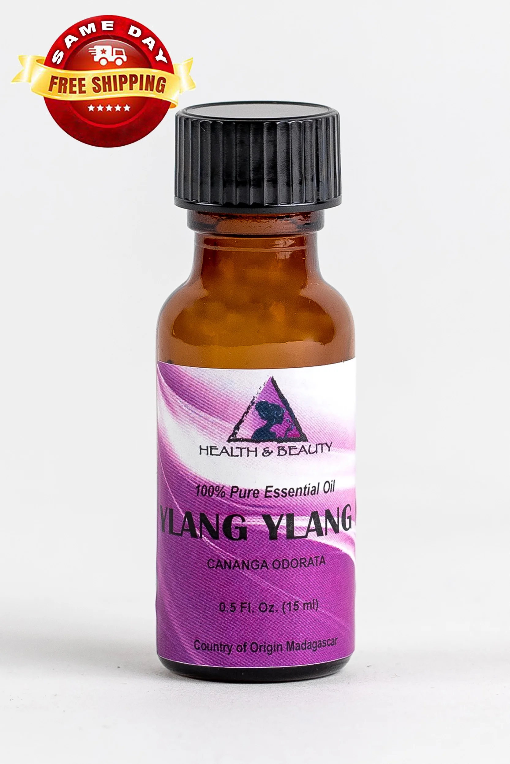 YLANG YLANG ESSENTIAL OIL ORGANIC AROMATHERAPY PURE GLASS BOTTLE 0.5 OZ, 15 ml