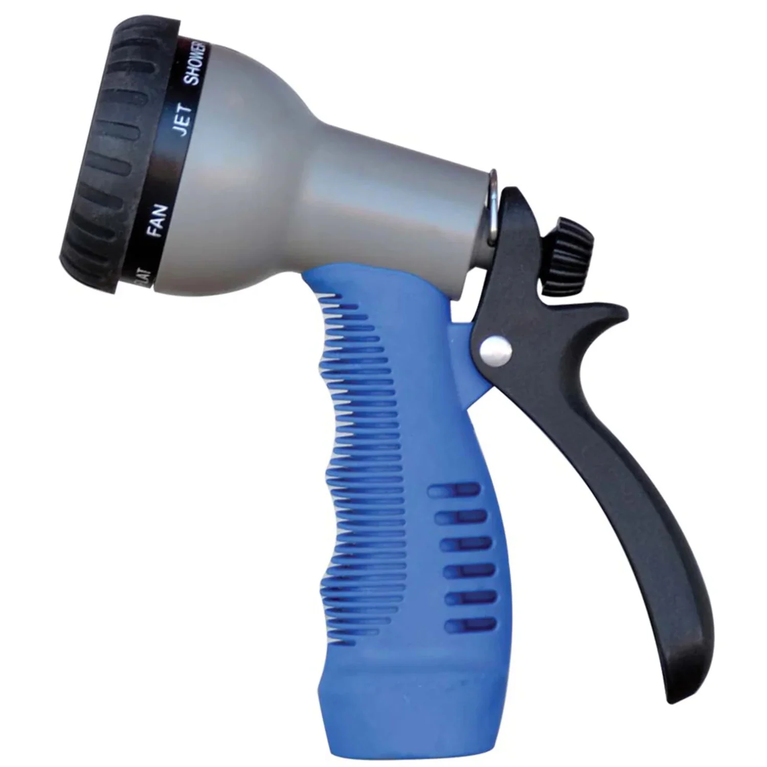 HoseCoil WN515 Rubber Tip Nozzle with 9 Pattern Adjustable Spray Head Comfort Grip, Blue & Gray