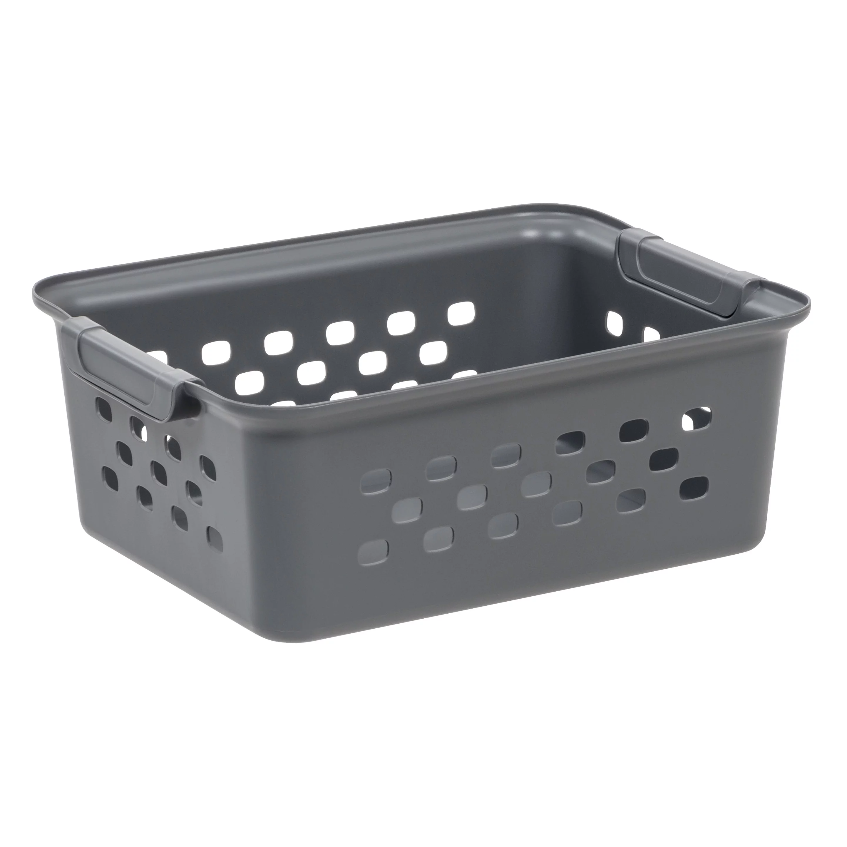 IRIS USA Small Plastic Storage Basket for Organizing, Gray
