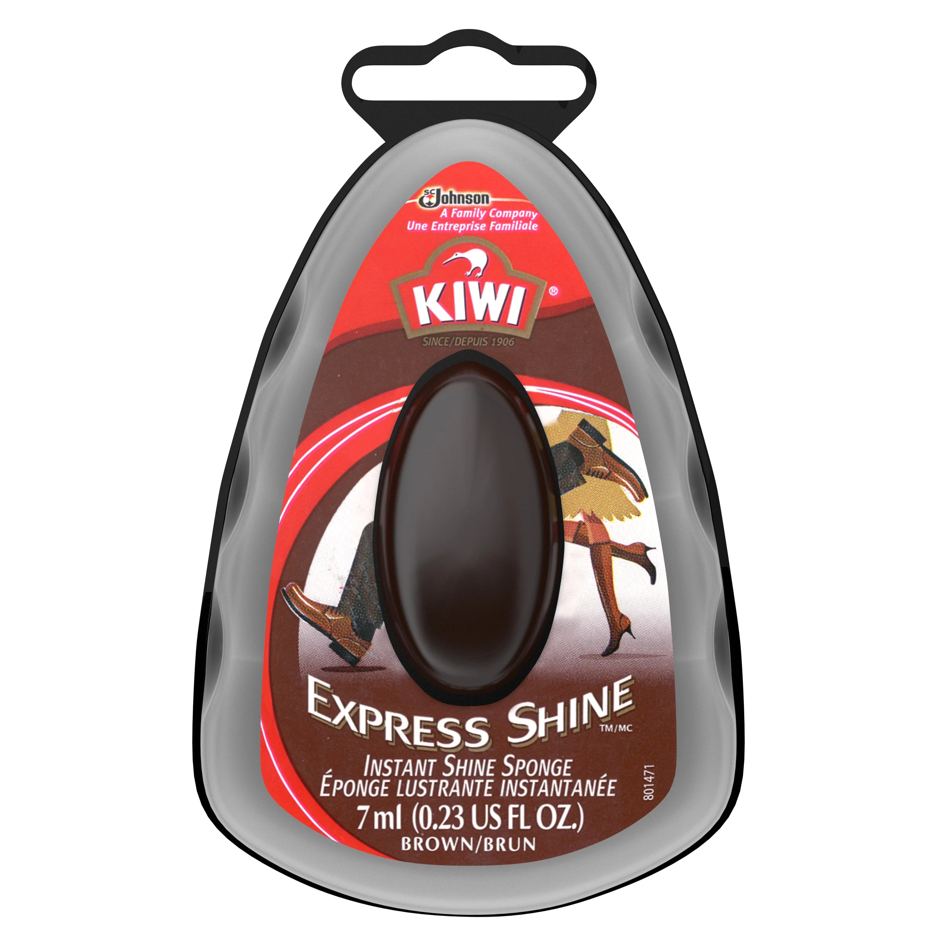 KIWI Express Shine Sponge, Brown, 0.23 oz (1 Sponge)