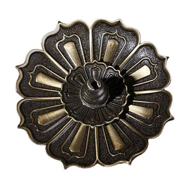 deevoka 5xFlower Cone Stick Burner Plate Stick Holder Bowl Decor Bronze