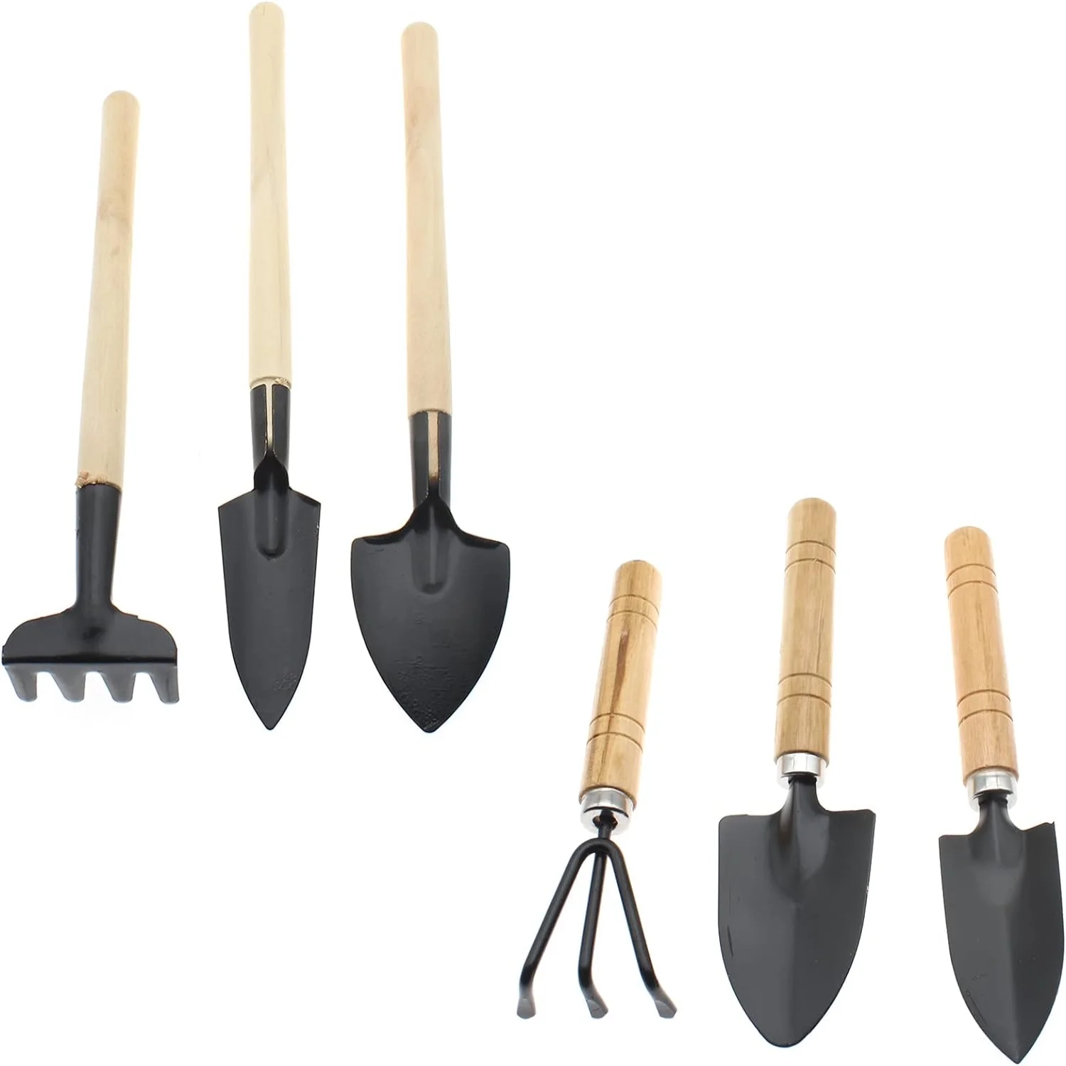 Mini Wooden Garden Tool Set - Essential for Transplanting  Cultivating  and Weeding Flowers and Vegetable Seedlings - 6 Piece Plant Potted Flower Gadget Kit - Perfect for Gardening Enthus