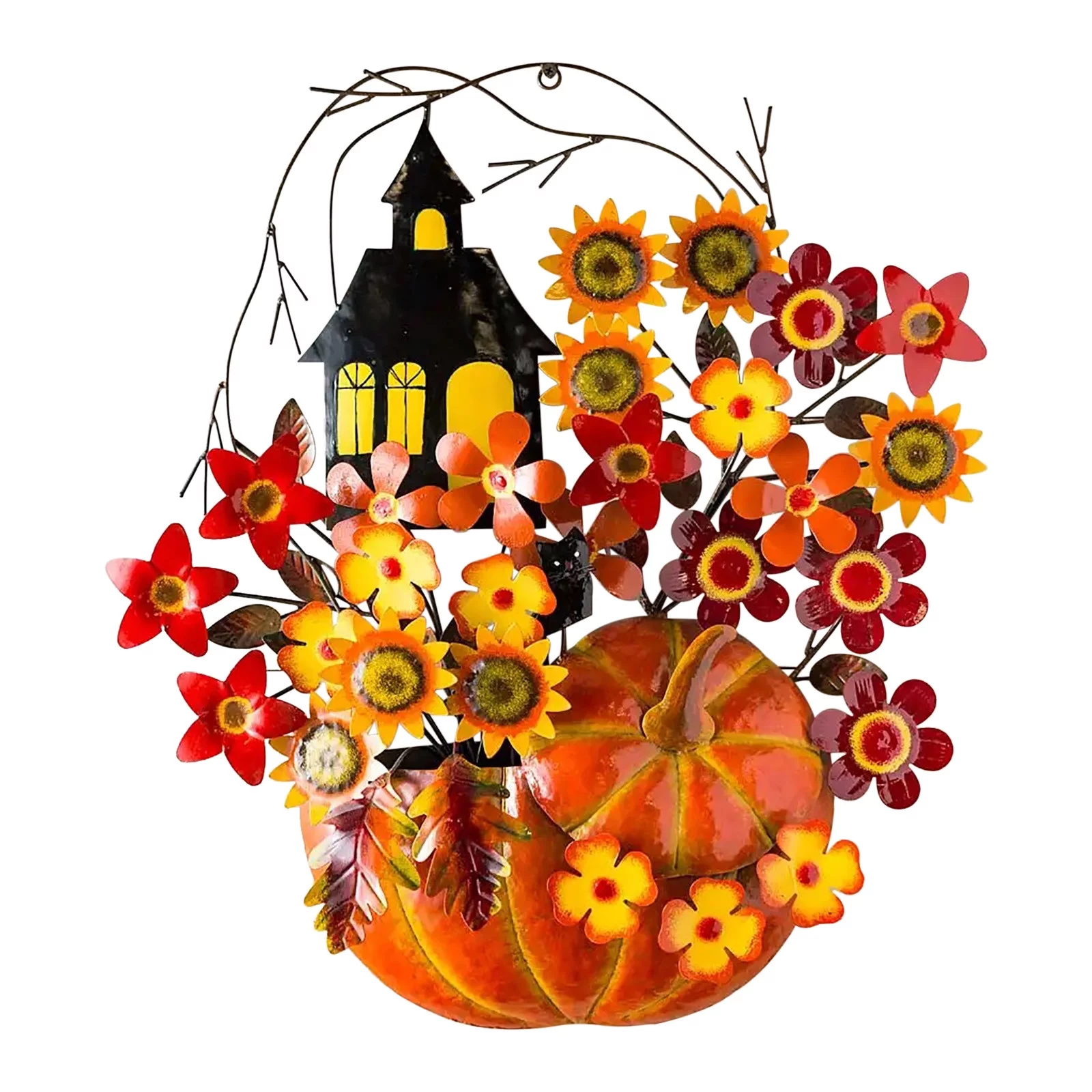 Yeetfub Faux flowers Silk Flowers Decoration Wall Bouquet Pumpkin Decoration For Thanksgiving Autumn Home Decor for Window Garden Office Patio Planter Pathway Front Porch