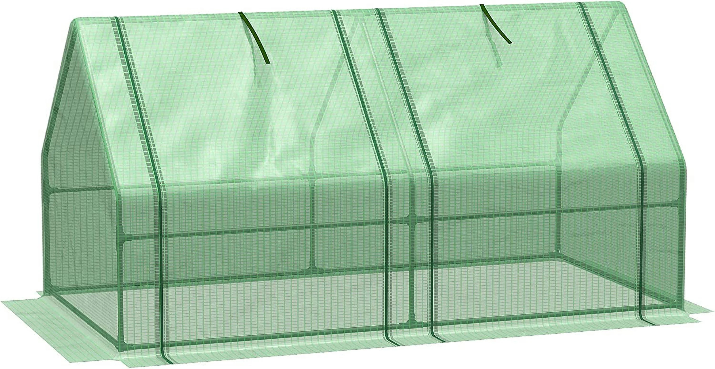 X 3' X 3' Portable Mini Greenhouse Outdoor Garden With Large Zipper Doors And Water/UV PE Cover, Green