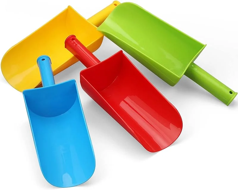 Beach Shovel Spade Scoop Sandbox Sandcastle, Garden Digging Bath Pool Toy for Toddler Kid 4-8 8-12 Birthday Easter Stuffer Gift - Yellow Green Blue Red