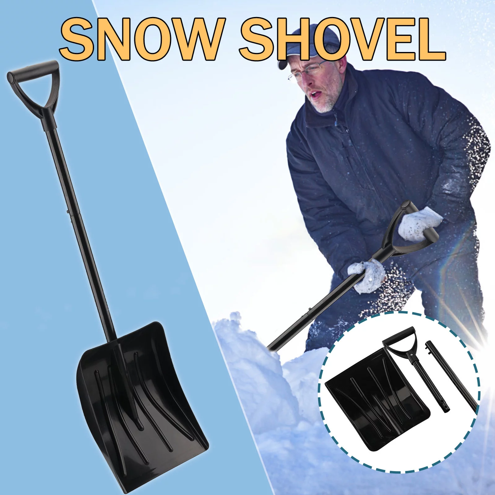 Mnycxen Winter Telescopic Snow Shovel Multifunctional Portable Snow Shovel