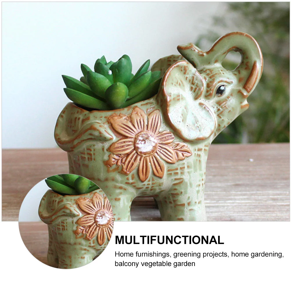 Guichaokj Creative Desktop Flowerpot Chic Tabletop Flowerpot Elephant Shape Flower Pot