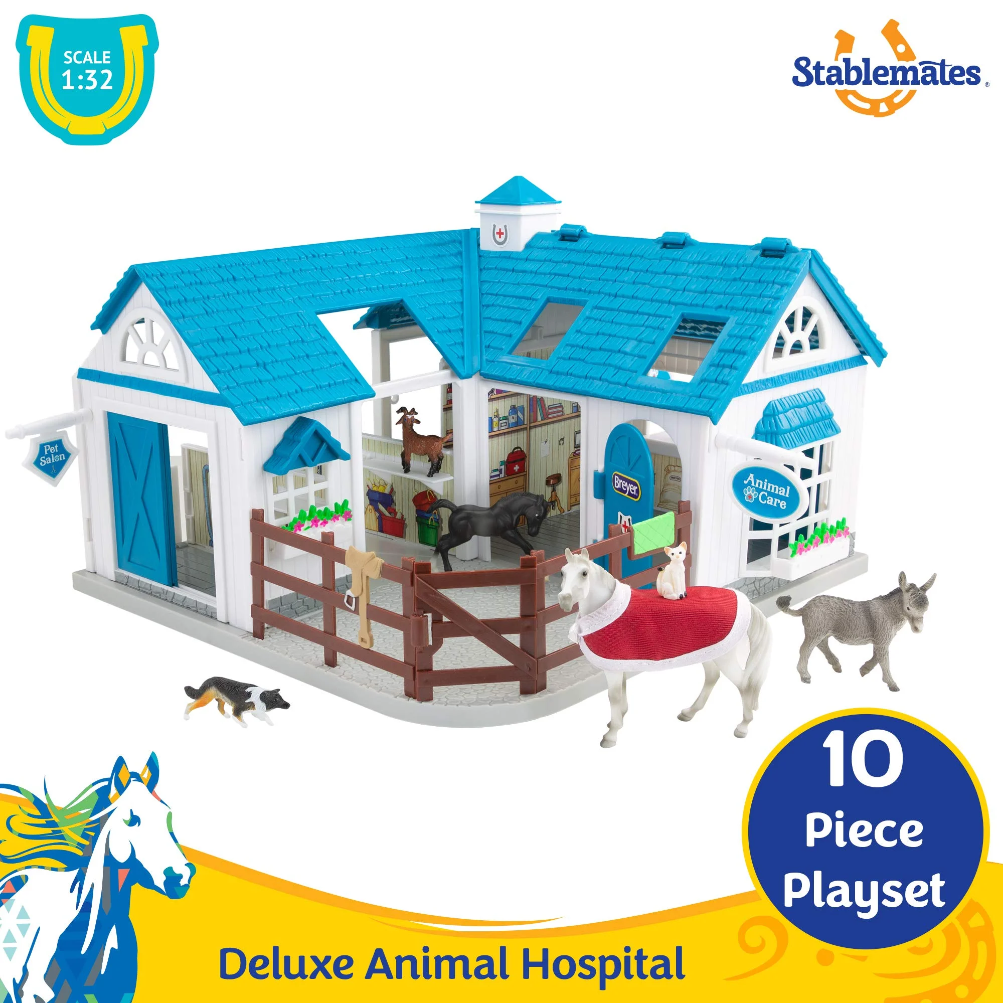 Breyer Stablemates Deluxe Animal Hospital Action Figure Set, 10 Pieces