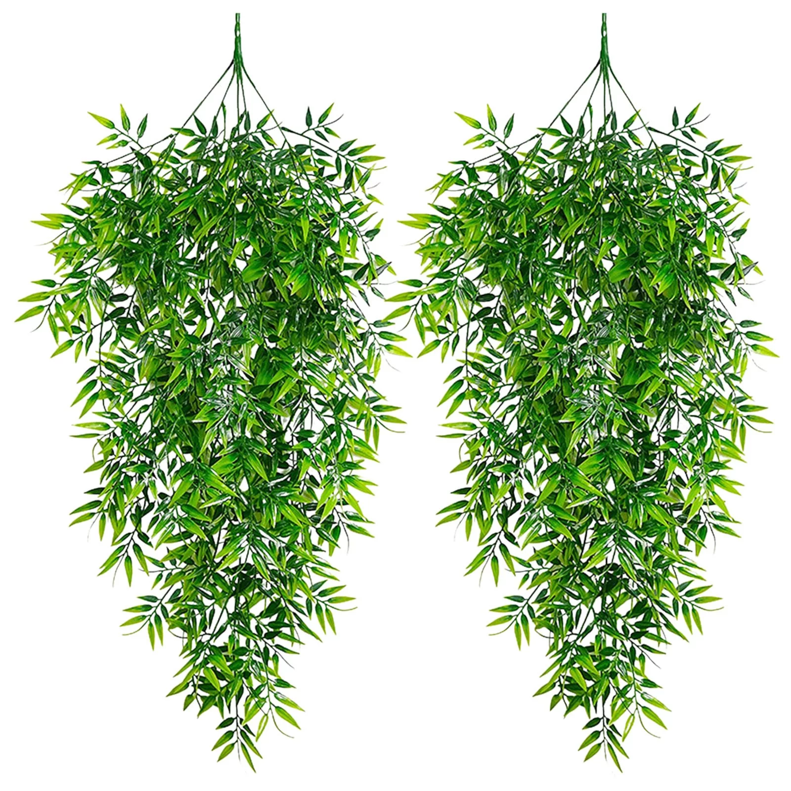 Bnnlsa Artificial Flowers Artificial Plants Leaf Rattan Rattan Outdoor Plastic Plants for Wall Indoor Hanging Baskets Wedding Garland Decor 2 Pcs