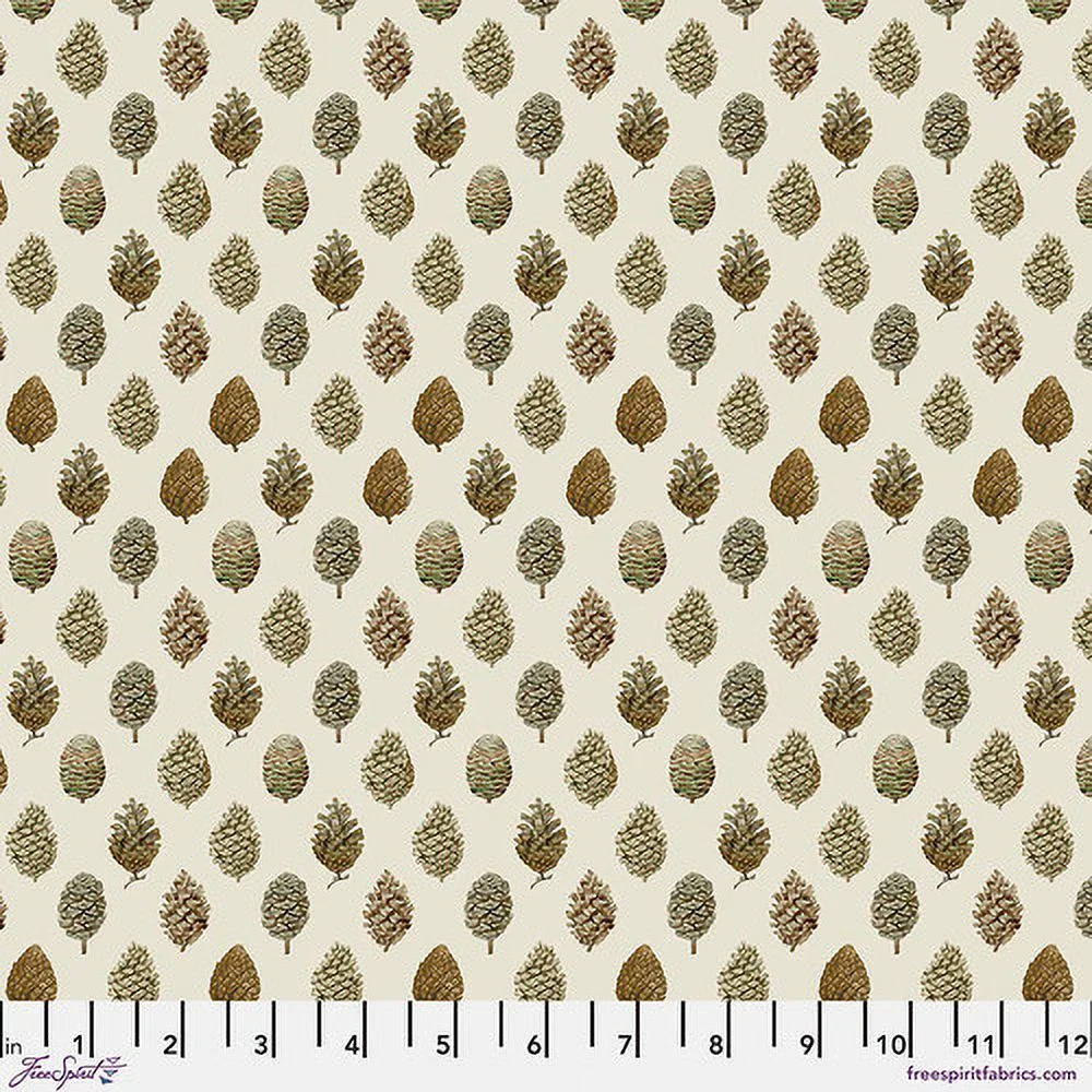 Free Spirit Sanderson Woodland Blooms Pinecones Linen Fabric By The Yard