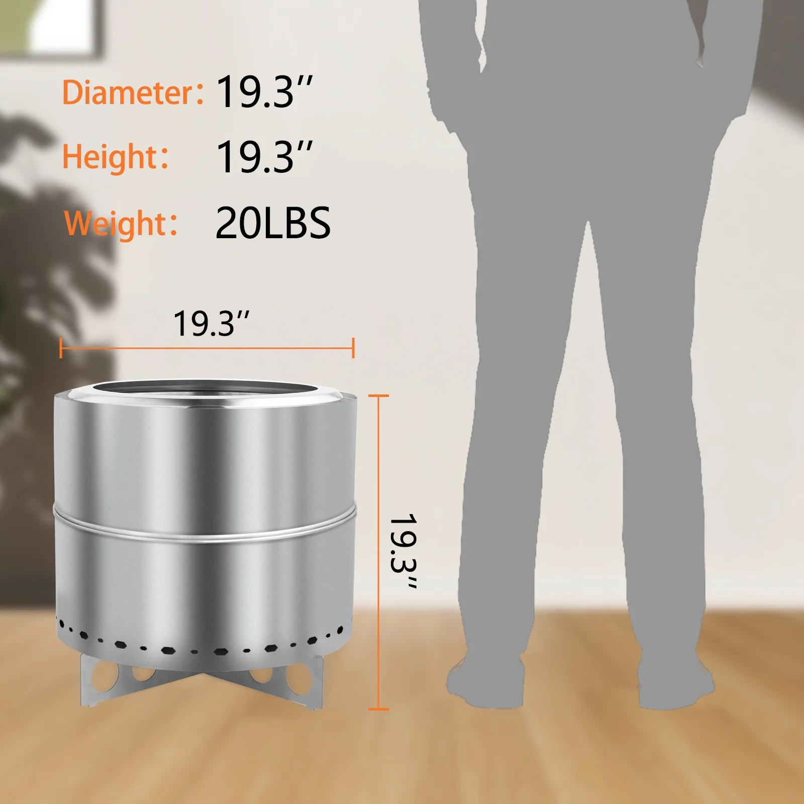 19.3 in Smokeless Fire Pit with Easy Assembly, Portable Design, and Safe for Outdoor Use - Perfect for Camping and Backyard Gatherings