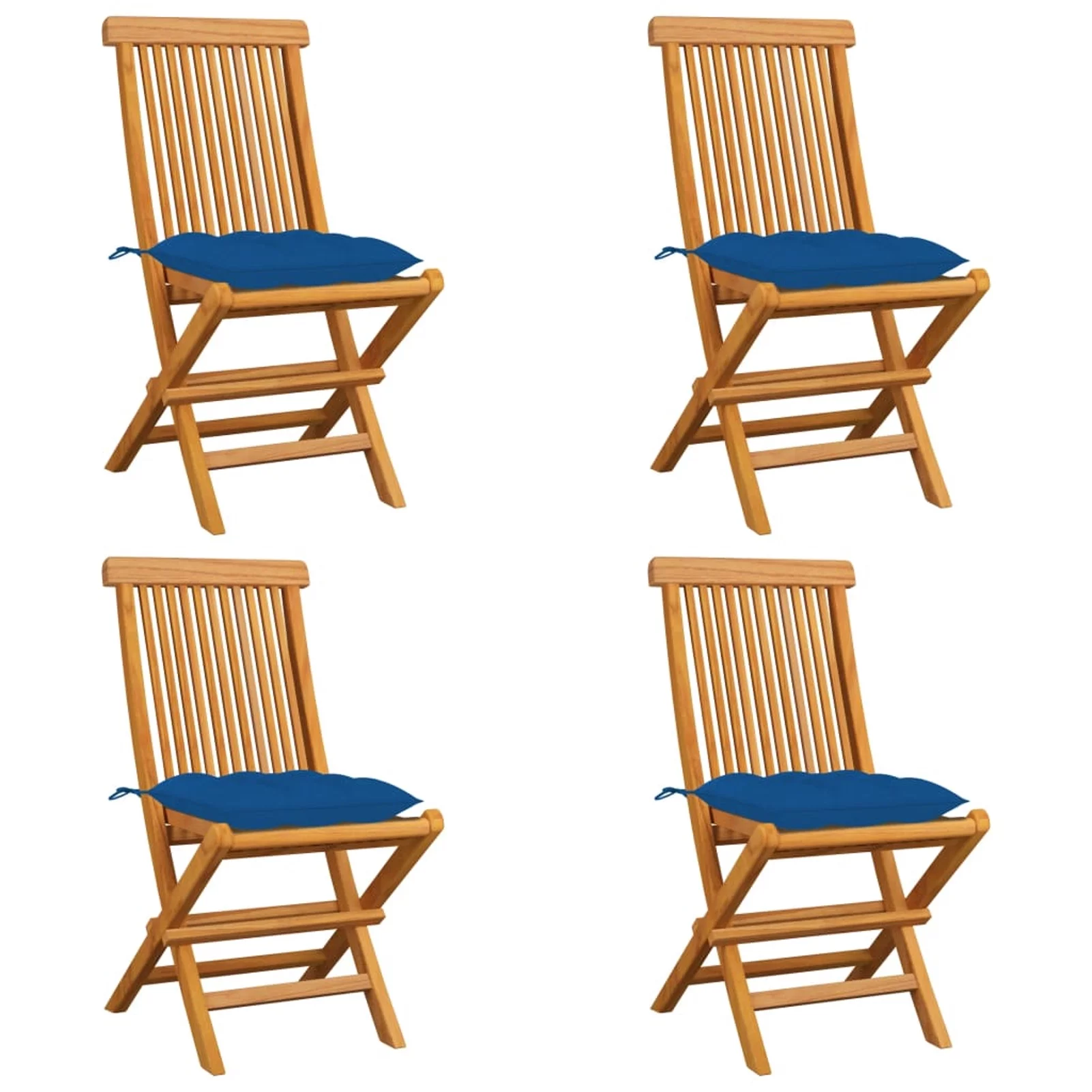 Aibecy Patio Chairs with Blue Cushions 4 pcs Solid Teak Wood