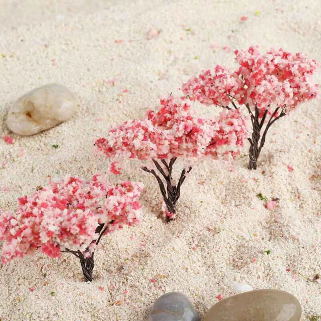 40pcs 65mm Blossom Cherry Model Trees Railroad Layout Scene HO OO Scale