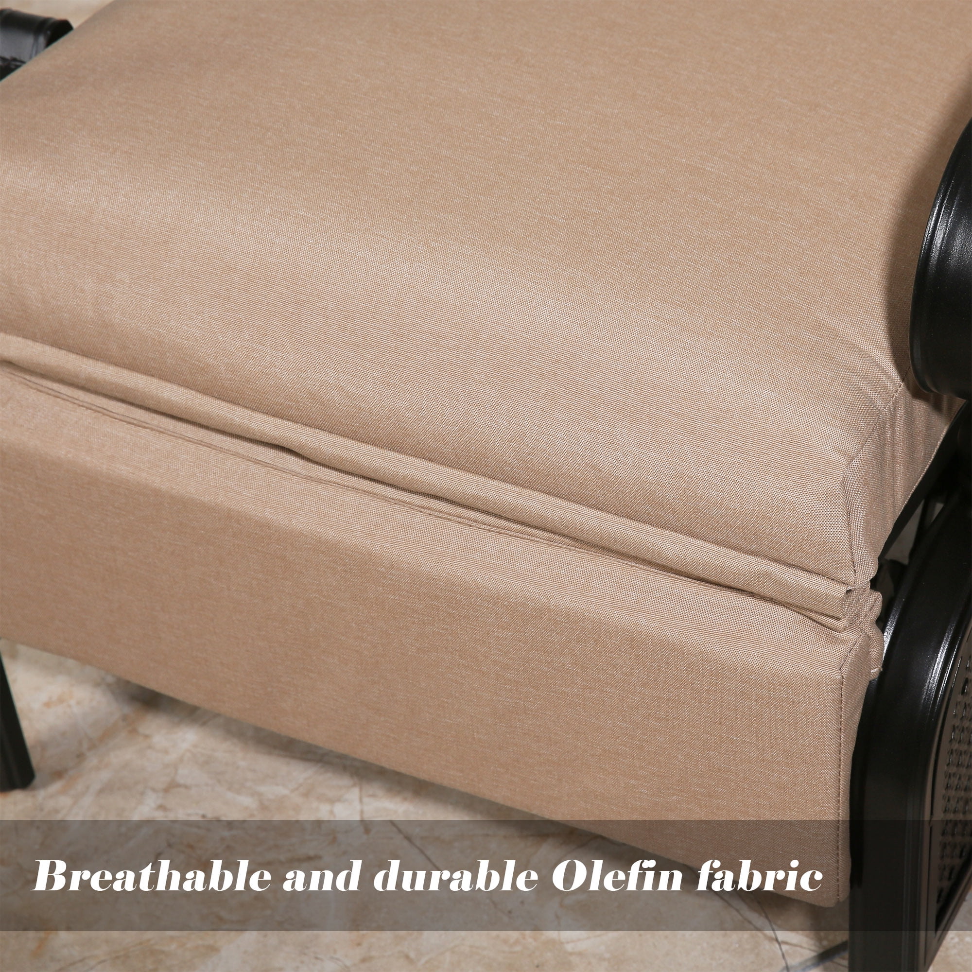 Ulax Furniture 2-Person Conversation Set Seating Group with Recliner Chairs and Metal End Table (Beige)