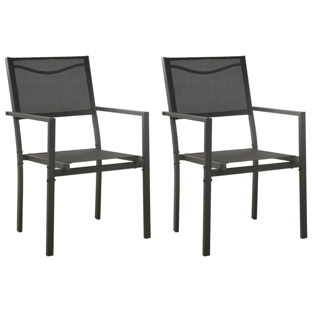 OWSOO Patio Chairs 2 pcs Textilene and Steel Black and Anthracite