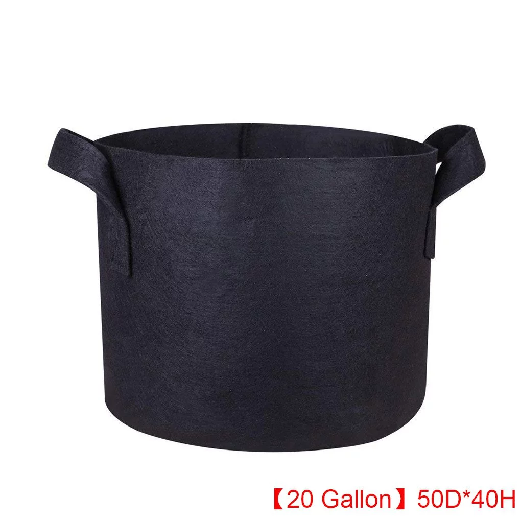 Sonceds Black Grow Bags 20 Gallon Heavy Duty Non Woven Cloth Planting Ponches Barrel Shape Flower Pot