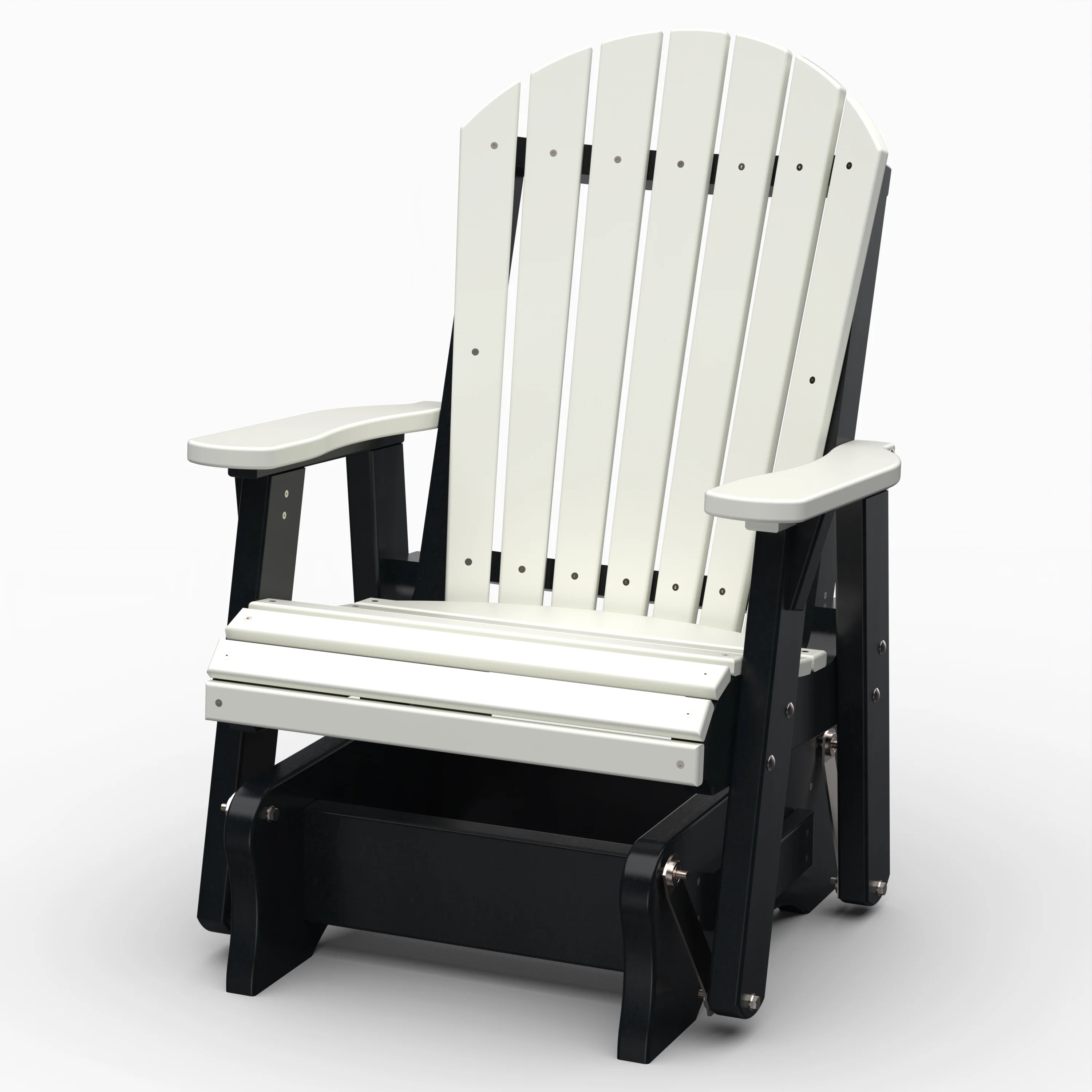 Wildridge Heritage Single Glider, White and Black, Outdoor Weather Resistant Poly Patio Furniture