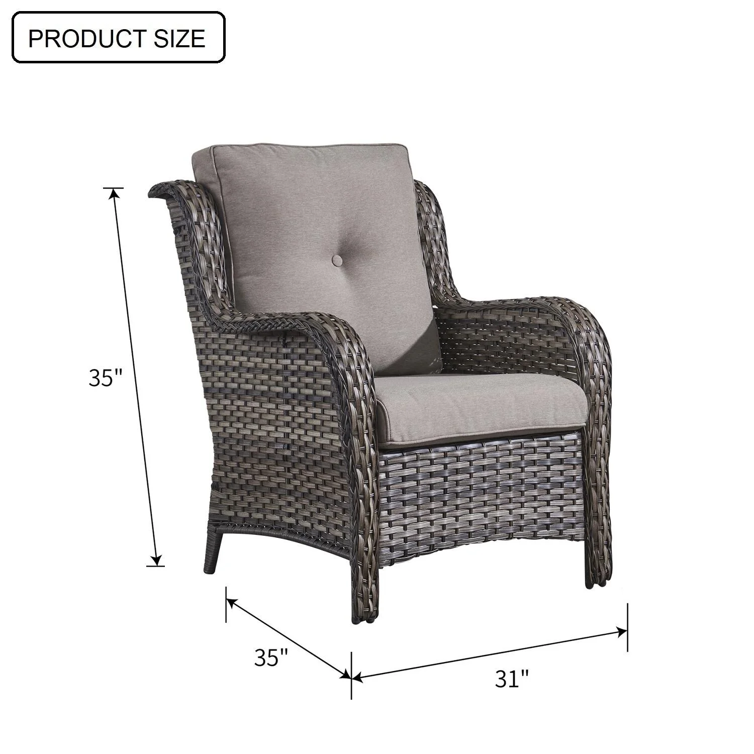 Outdoor Patio Furniture 2-Piece Wicker Chair Wicker Club Chairs