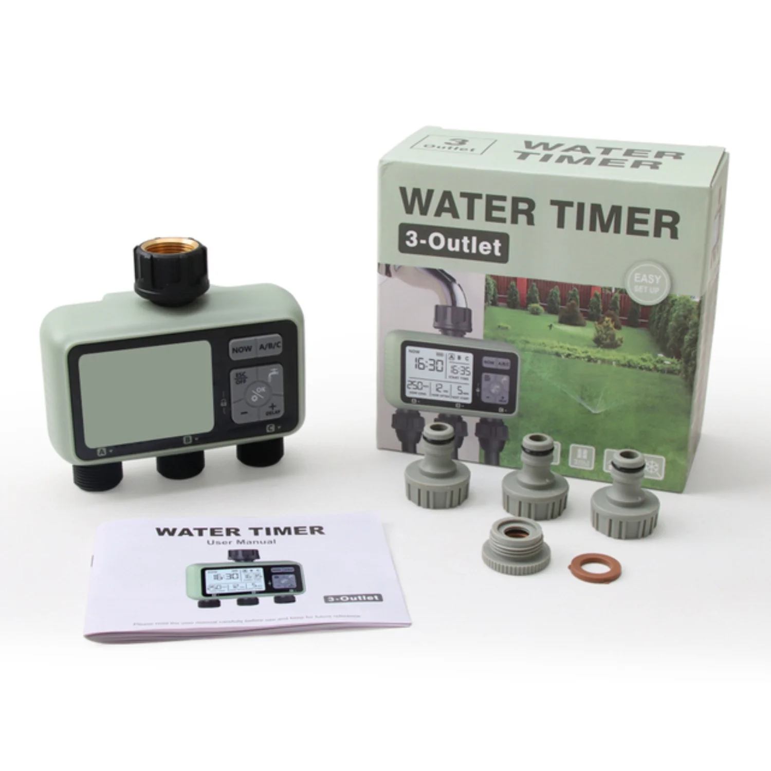 Smart Digital LCD Household Automatic Irrigation System with Rain Delay - 3-Outlet Garden Water Timer Tool for Efficient Watering