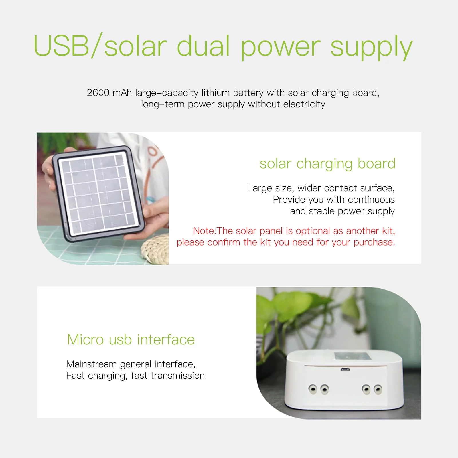 Automatic Watering System Smart Watering Device Dual Pump System WiFi/ Voice/ Manual Control Programmable Watering Time Built-in Battery Solar Panel/ USB Charging Compatible with Home for