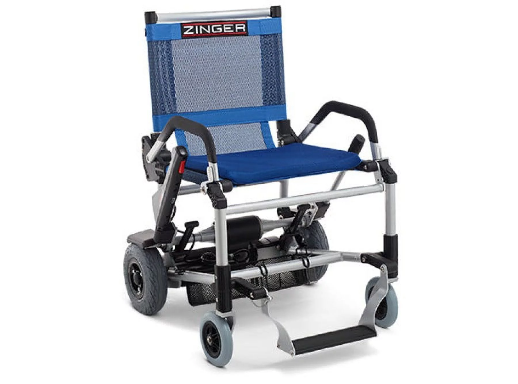 Zinger Folding Power Chair with Arm Rests Blue