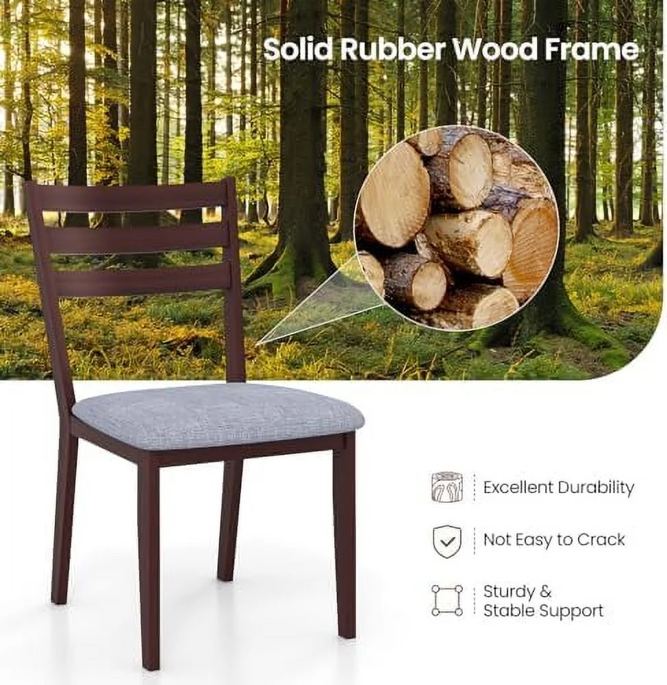 MJGXCBO Wood Dining Chairs   Upholstered Kitchen Chair with Solid Rubber Wood Frame  Armless Wooden Dining Side Chairs with Cushion Seat  Farmhouse High Ladder Dining Room Chair