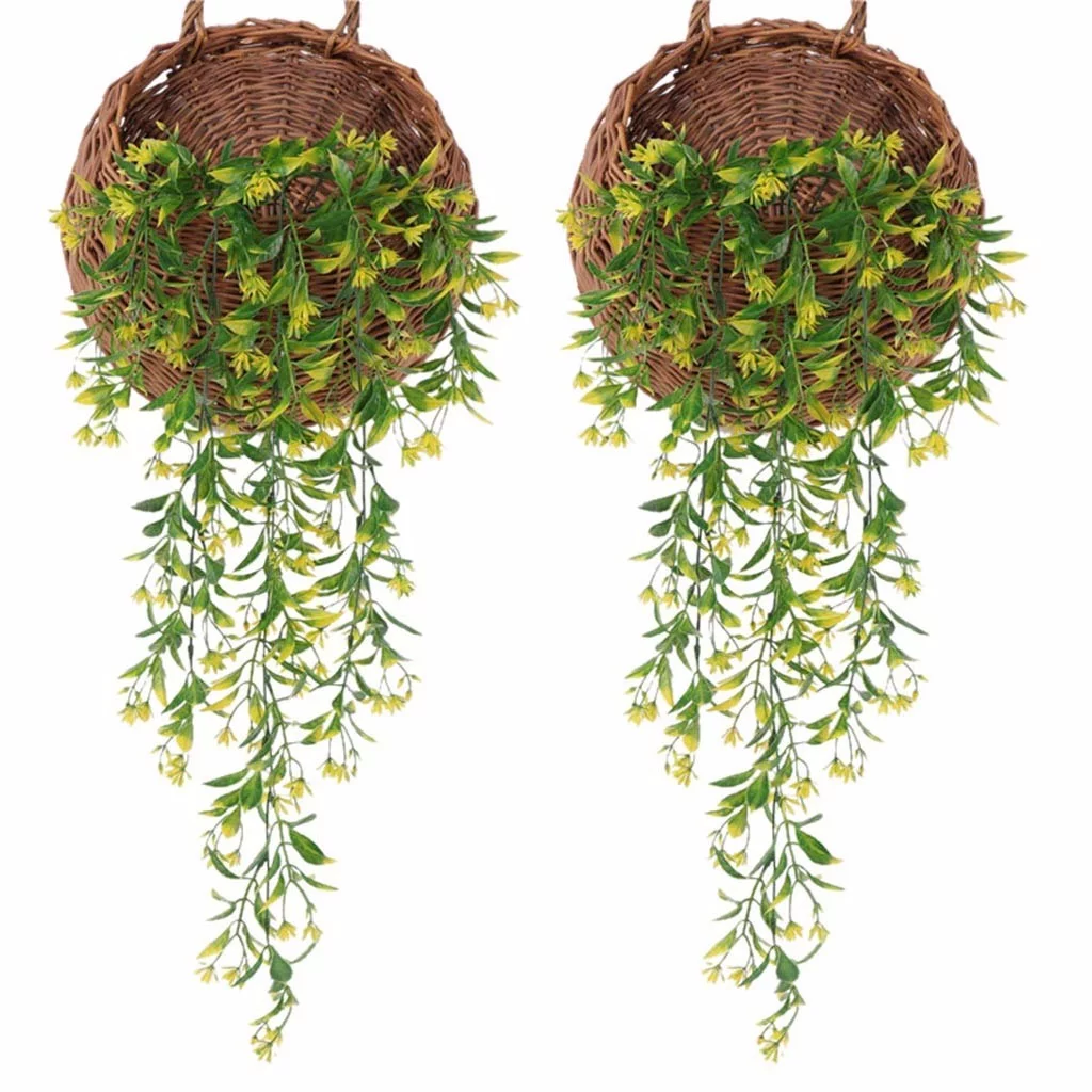 Bnnlsa Artificial Flowers 2 Pcs Hanging Garland Vine Flower Trailing Bracket Plant Artificial Hanging