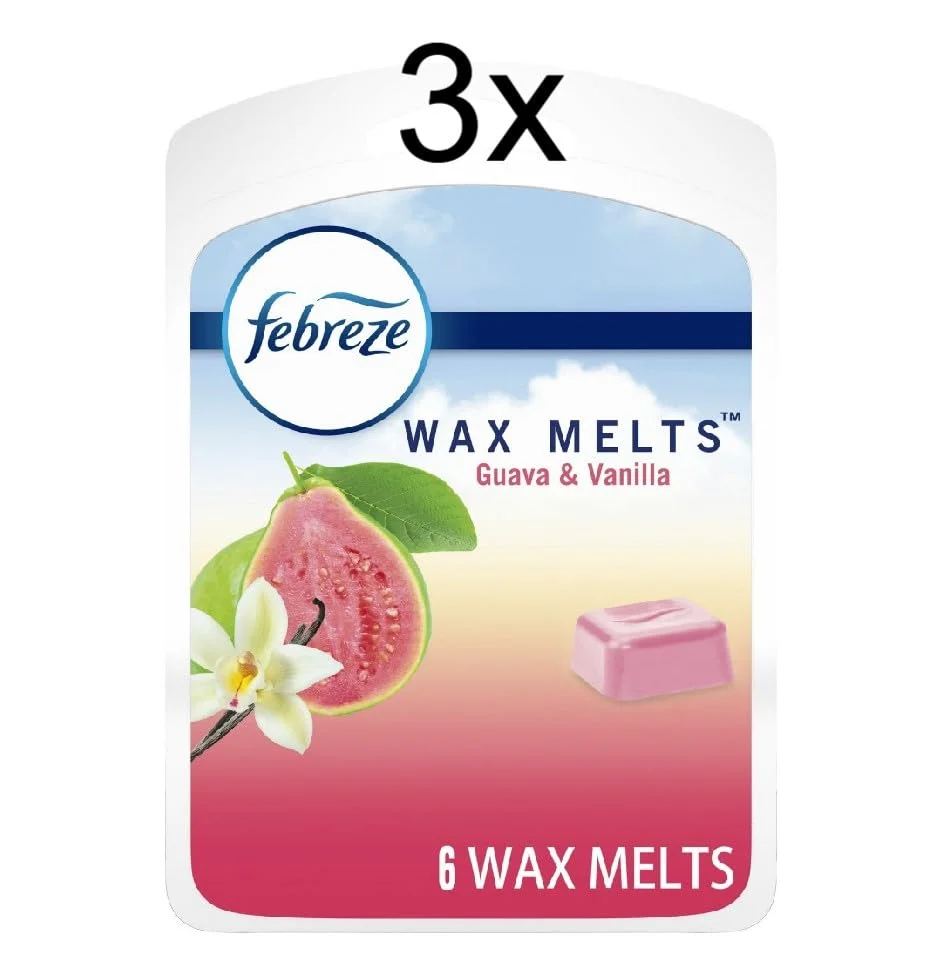 Febreze Wax Melts Guava & Vanilla, 2.75 Oz Each. (3 Packs Of 6)