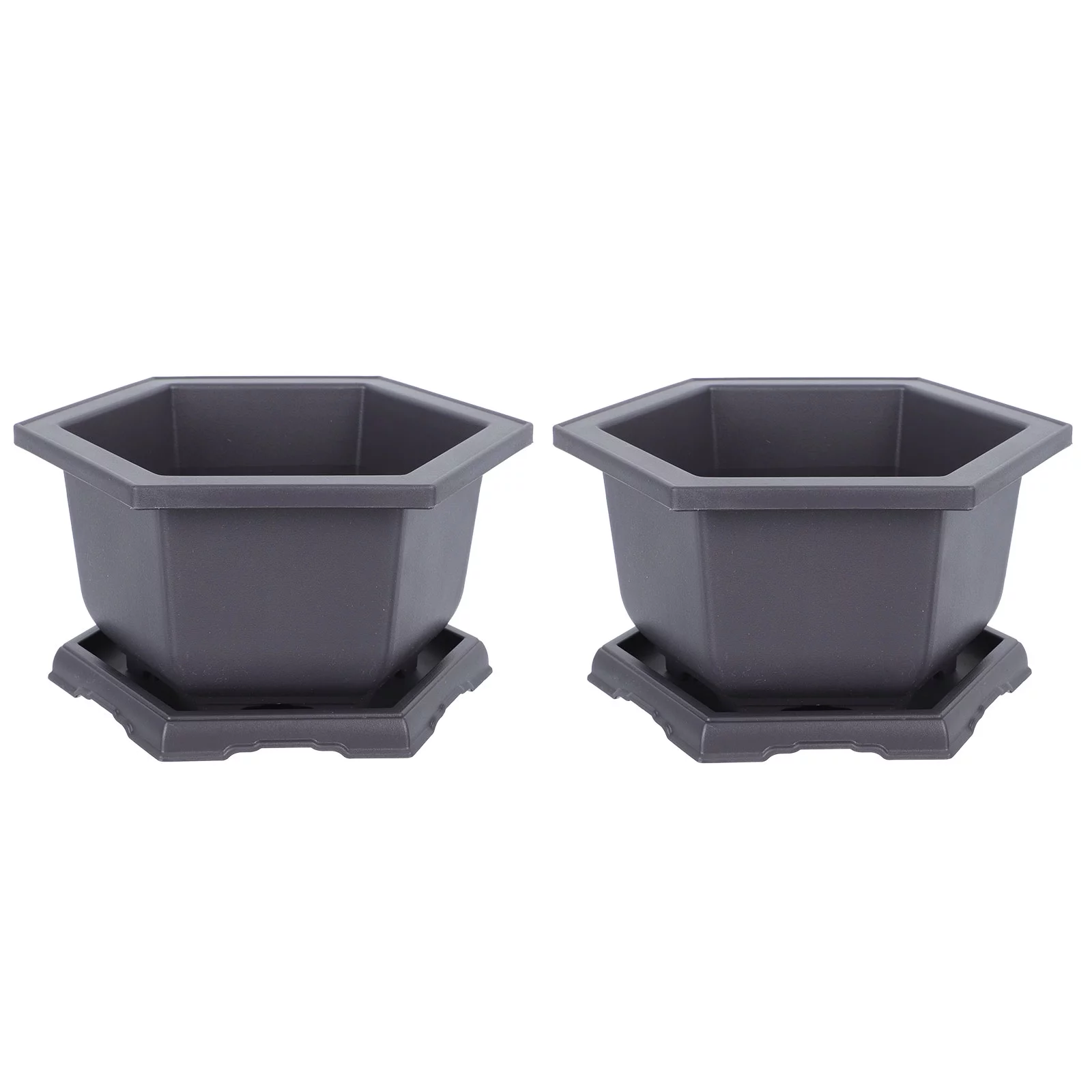 Gongxipen 1 Set of Plastic Flowerpot Balcony Planting Container Simple Plant Pot with Trays