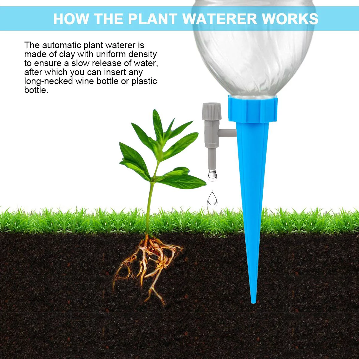 Gustave 20Pcs Self Watering Planter Insert, Plant Self Watering Spikes Auto Drippers Irrigation Devices with Slow Release Control Valve Switch 