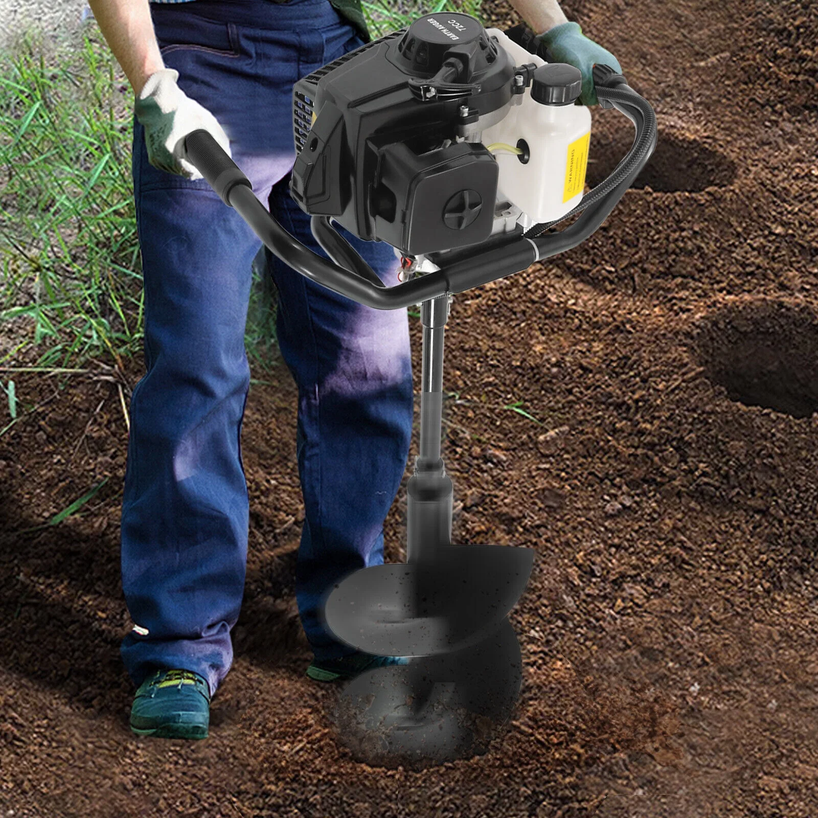 Post Hole Digger Gas Powered Earth Auger Borer Fence Ground +6